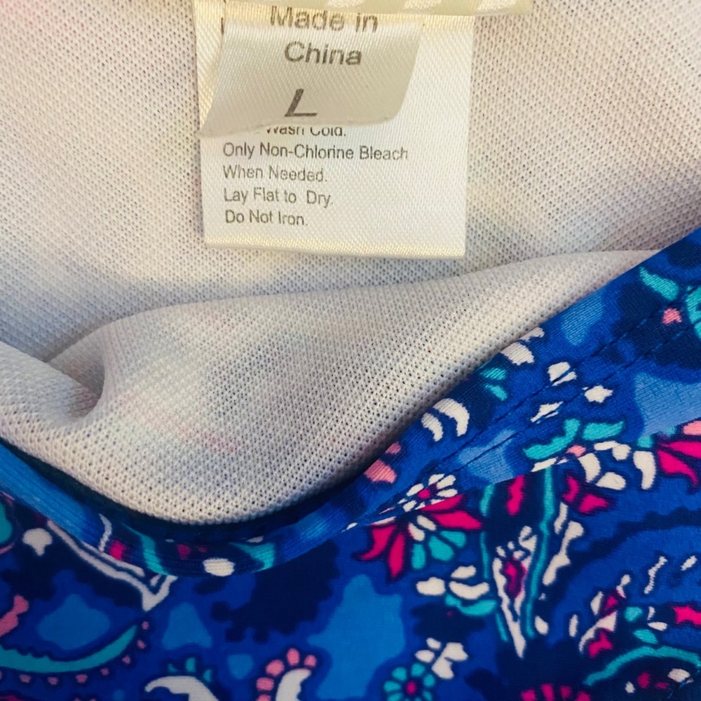 Kirra Swim | Blue & Pink Paisley Keyhole Boho Ruffled Bandeau Bikini | Size L - Picture 5 of 5